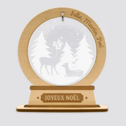 Discount HappyBulle Boule à neige personnalisée bois gravé - édition spéciale 