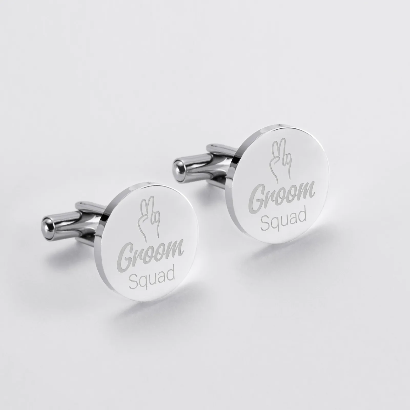 Sale HappyBulle Boutons de manchette EVG personnalisés gravé acier rond 16 mm