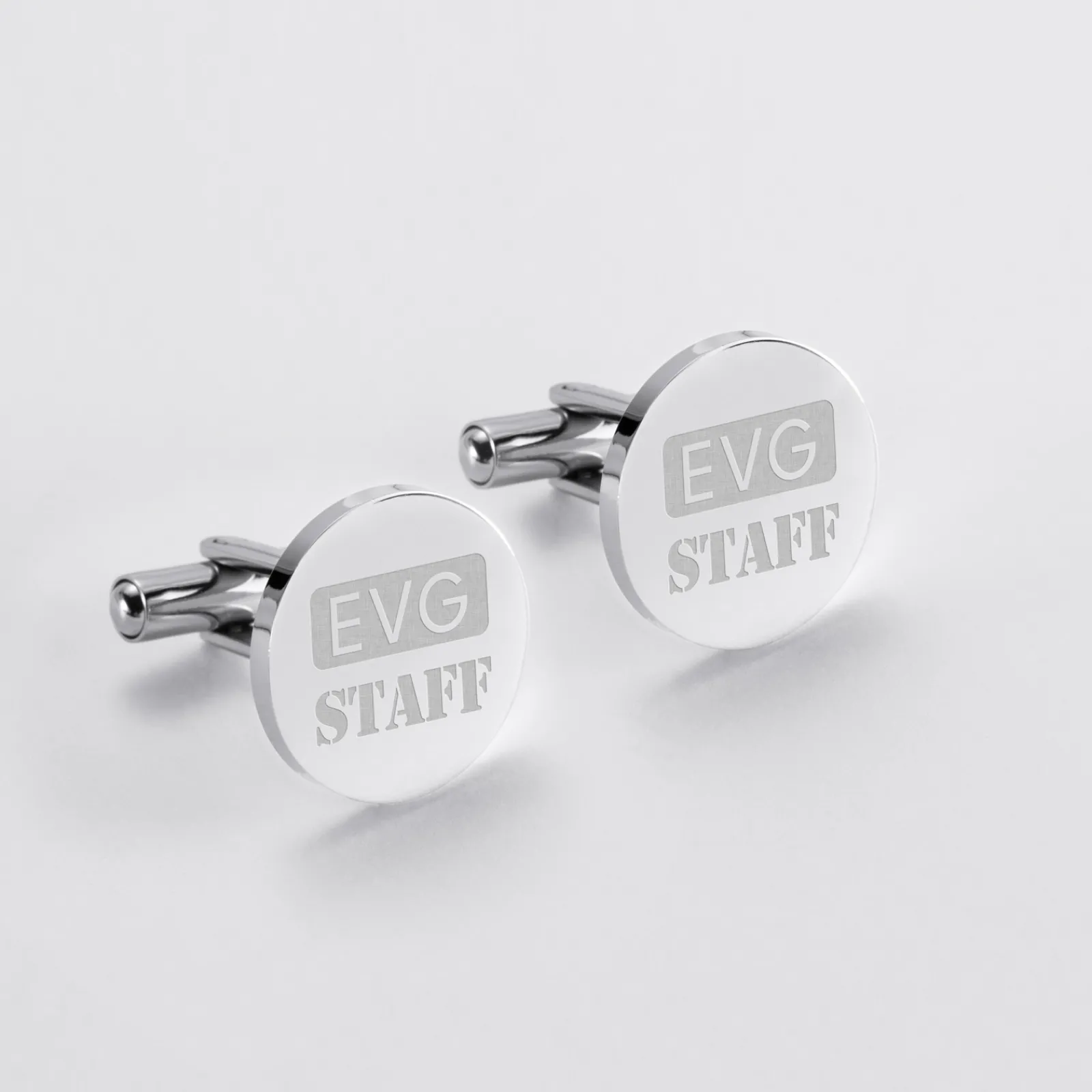 Sale HappyBulle Boutons de manchette EVG personnalisés gravé acier rond 16 mm