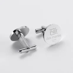 Clearance HappyBulle Boutons de manchette Famille des mariés personnalisés gravé acier rond 16 mm