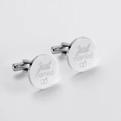 Outlet HappyBulle Boutons de manchette Marié personnalisés gravé acier rond 16 mm