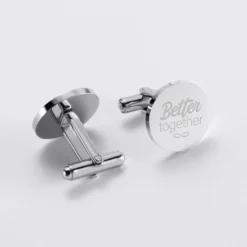 Outlet HappyBulle Boutons de manchette Marié personnalisés gravé acier rond 16 mm