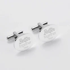 Online HappyBulle Boutons de manchette Marié personnalisés gravés acier ovale 15x19 mm