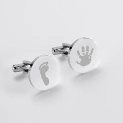 HappyBulle Boutons de manchette personnalisés gravé acier rond 16 mm Acier inoxydable