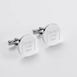 HappyBulle Boutons de manchette personnalisés gravé acier rond 16 mm Acier inoxydable