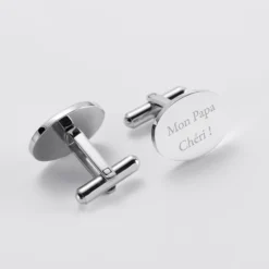 Online HappyBulle Boutons de manchette personnalisés gravés acier ovale 15x19 mm