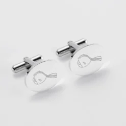 Online HappyBulle Boutons de manchette personnalisés gravés acier ovale 15x19 mm
