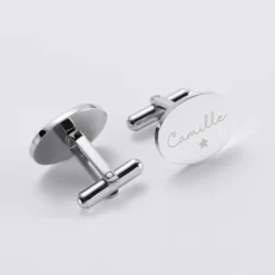 Online HappyBulle Boutons de manchette personnalisés gravés acier ovale 15x19 mm