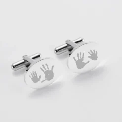 Online HappyBulle Boutons de manchette personnalisés gravés acier ovale 15x19 mm