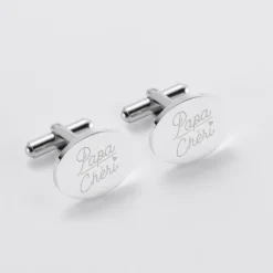 Online HappyBulle Boutons de manchette personnalisés gravés acier ovale 15x19 mm