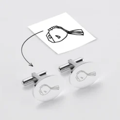 Online HappyBulle Boutons de manchette personnalisés gravés acier ovale 15x19 mm
