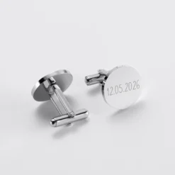 Clearance HappyBulle Boutons de manchette personnalisés gravé argent rond 15 mm - Nos petits imparfaits Argent rhodié 925