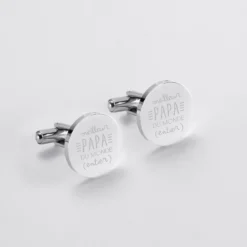Clearance HappyBulle Boutons de manchette personnalisés gravé argent rond 15 mm - Nos petits imparfaits Argent rhodié 925