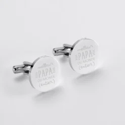 Hot HappyBulle Boutons de manchette personnalisé acier gravés rond 16 mm - Nos petits imparfaits Acier inoxydable