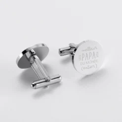 Hot HappyBulle Boutons de manchette personnalisé acier gravés rond 16 mm - Nos petits imparfaits Acier inoxydable
