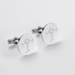 Hot HappyBulle Boutons de manchette personnalisé acier gravés rond 16 mm - Nos petits imparfaits Acier inoxydable