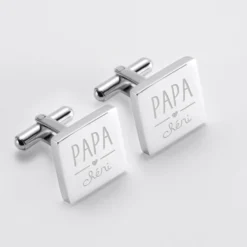 Clearance HappyBulle Boutons de manchette personnalisé acier gravés carré - Nos petits imparfaits