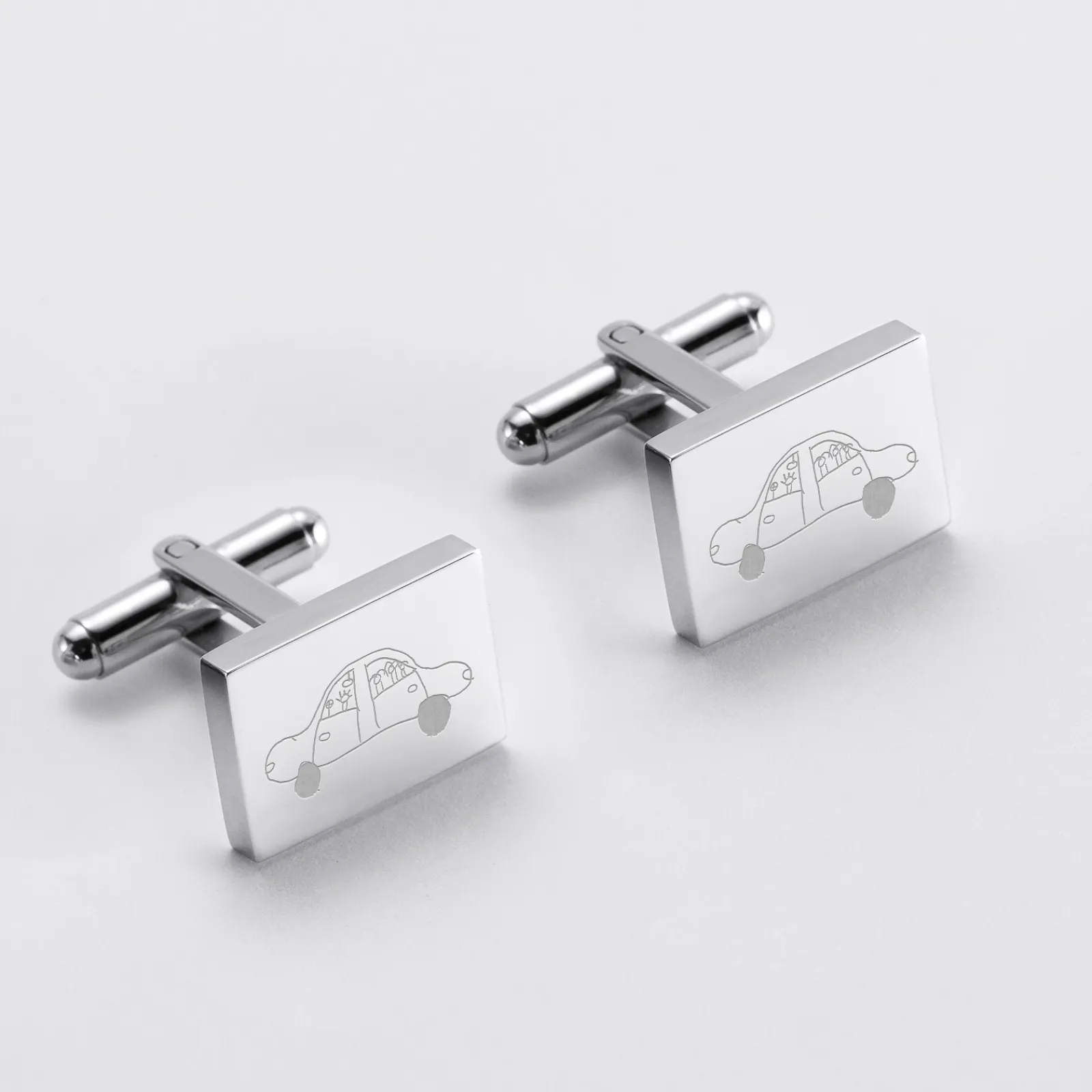 Discount HappyBulle Boutons de manchette personnalisé acier gravés rectangle - Nos petits imparfaits