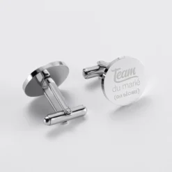 Best HappyBulle Boutons de manchette témoin homme personnalisés gravé acier rond 16 mm