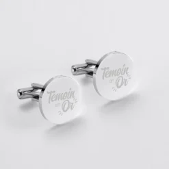 Best HappyBulle Boutons de manchette témoin homme personnalisés gravé acier rond 16 mm