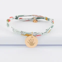New HappyBulle Bracelet Baptême enfant Liberty personnalisé médaille gravée plaqué or 15 mm Plaqué or 18k
