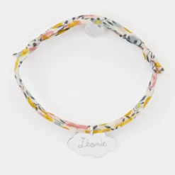 Hot HappyBulle Bracelet baptême enfant Liberty personnalisé médaille gravée argent nuage 20x14 mm Argent rhodié 925