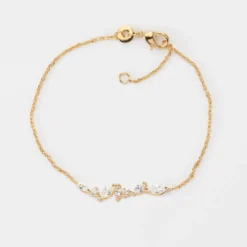 Online HappyBulle Bracelet chaine barrette scintillante plaqué or Plaqué or 18k