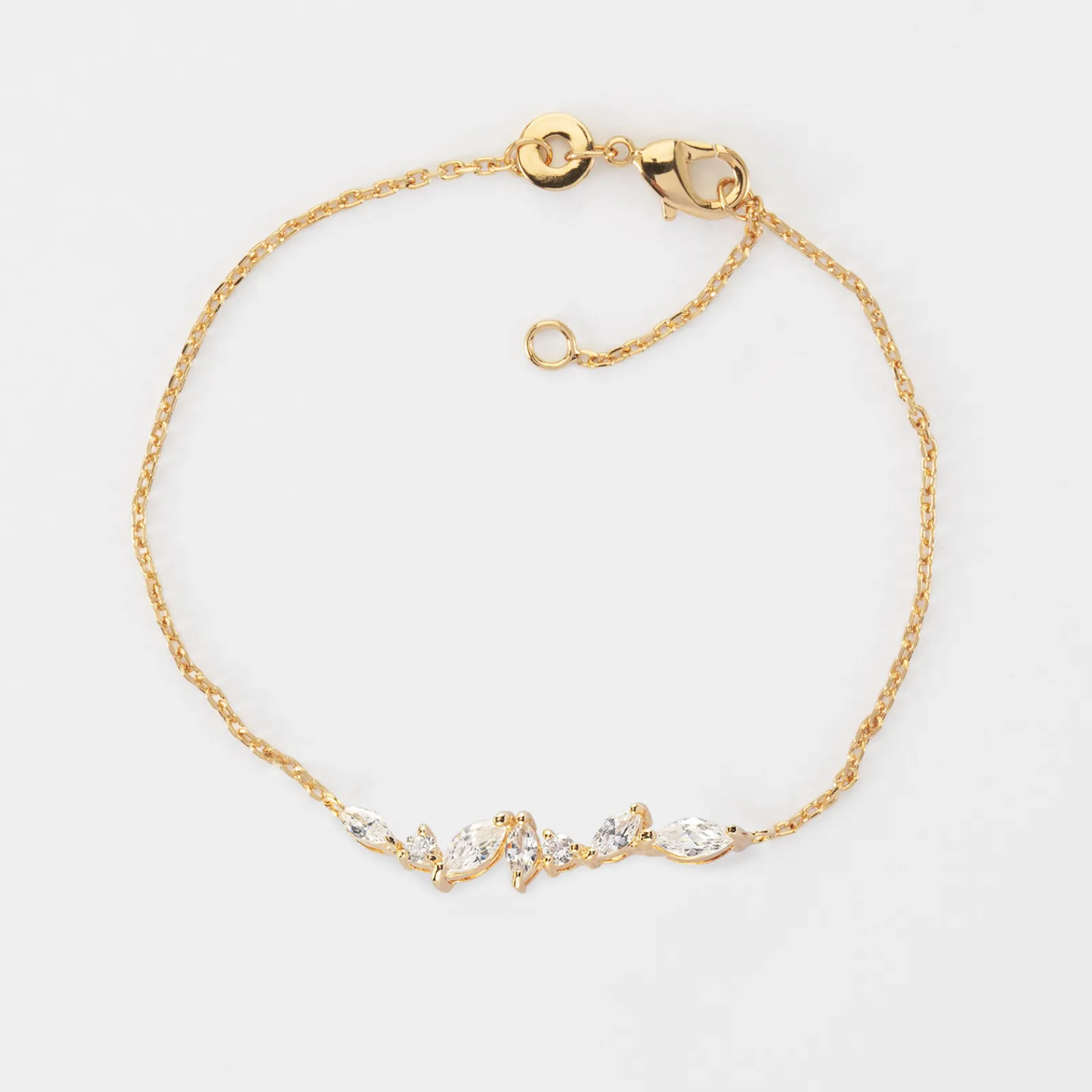 Online HappyBulle Bracelet chaine barrette scintillante plaqué or Plaqué or 18k