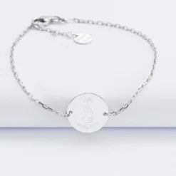 Discount HappyBulle Bracelet chaine enfant personnalisé médaille gravée argent 2 trous 15 mm - Edition spéciale KIDS Argent rhodié 925