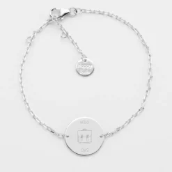 Discount HappyBulle Bracelet chaine enfant personnalisé médaille gravée argent 2 trous 15 mm - Edition spéciale KIDS Argent rhodié 925