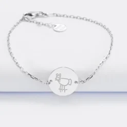 Discount HappyBulle Bracelet chaine enfant personnalisé médaille gravée argent 2 trous 15 mm - Edition spéciale KIDS Argent rhodié 925