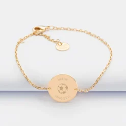 Online HappyBulle Bracelet chaine enfant personnalisé médaille gravée plaqué or 2 trous 15 mm - Edition spéciale KIDS Plaqué or 18k