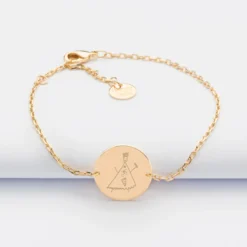 Online HappyBulle Bracelet chaine enfant personnalisé médaille gravée plaqué or 2 trous 15 mm - Edition spéciale KIDS Plaqué or 18k