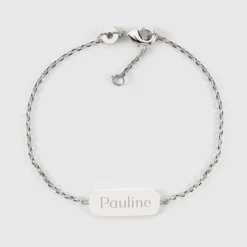 Discount HappyBulle Bracelet chaine enfant personnalisé médaille gravée argent plaque 20x8 mm - Nos petits imparfaits Argent rhodié 925