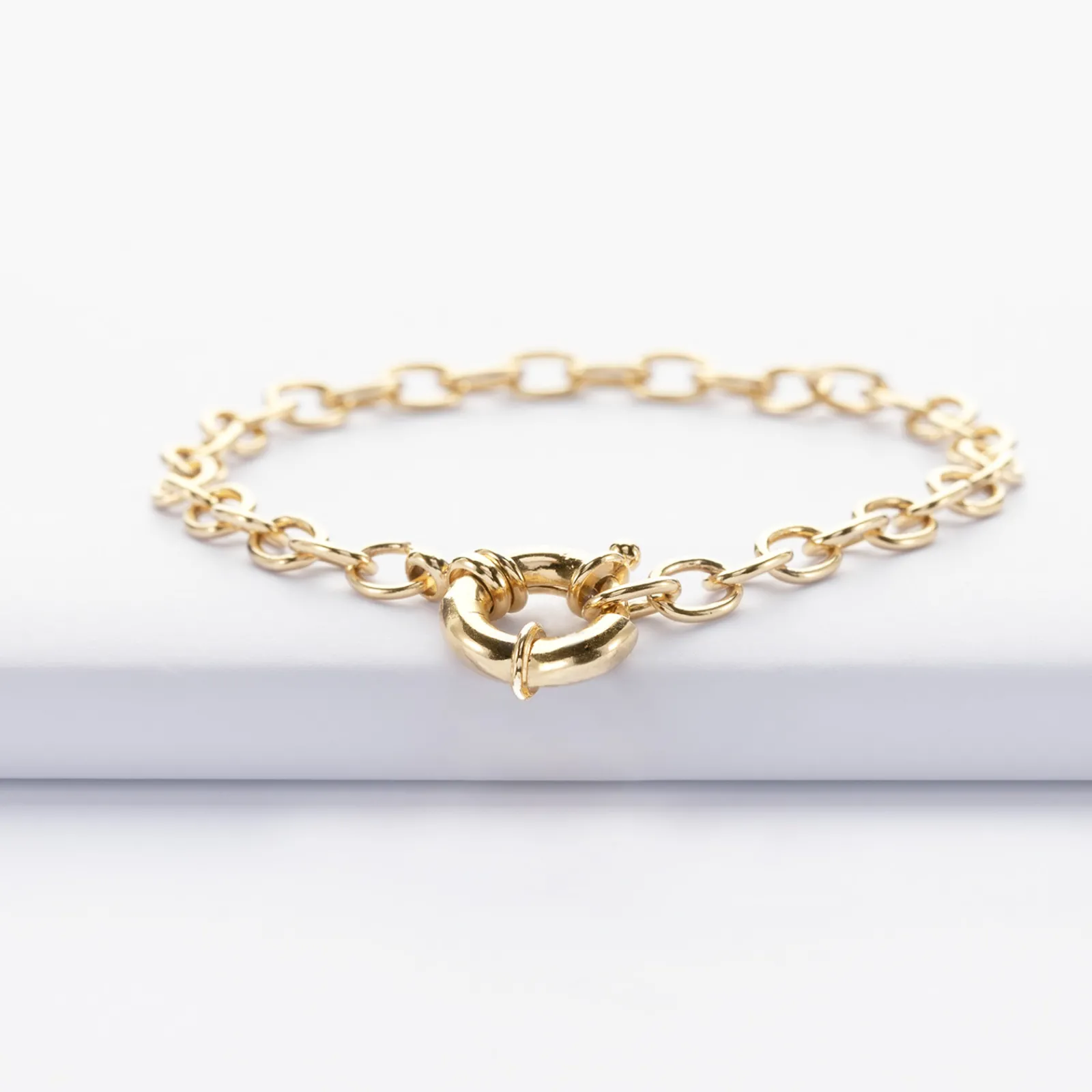 Discount HappyBulle Bracelet chaine fermoir marin plaqué or Plaqué or 18k