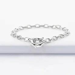Clearance HappyBulle Bracelet chaine fermoir marin argent Argent rhodié 925