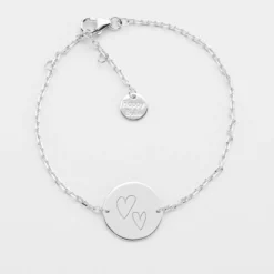 Sale HappyBulle Bracelet chaine Mariée personnalisé médaille gravée argent 2 trous 15 mm Argent rhodié 925