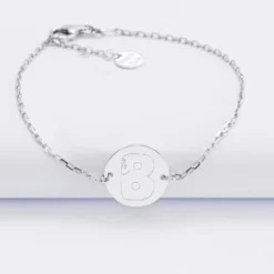 Outlet HappyBulle Bracelet chaine personnalisé médaille gravée argent 2 trous 15 mm - x Barbapapa Argent rhodié 925
