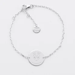 Outlet HappyBulle Bracelet chaine personnalisé médaille gravée argent 2 trous 15 mm - x Barbapapa Argent rhodié 925