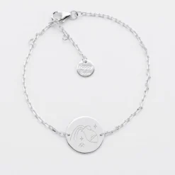 Sale HappyBulle Bracelet chaine personnalisé médaille gravée argent 2 trous 15 mm - Edition spéciale Astro Argent rhodié 925