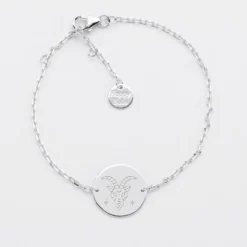 Sale HappyBulle Bracelet chaine personnalisé médaille gravée argent 2 trous 15 mm - Edition spéciale Astro Argent rhodié 925