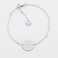 Sale HappyBulle Bracelet chaine personnalisé médaille gravée argent 2 trous 15 mm - Edition spéciale Astro Argent rhodié 925