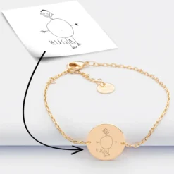 Discount HappyBulle Bracelet chaine personnalisé médaille gravée plaqué or 2 trous 15 mm Plaqué or 18k