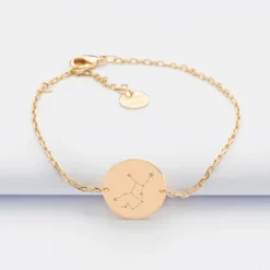 Discount HappyBulle Bracelet chaine personnalisé médaille gravée plaqué or 2 trous 15 mm Plaqué or 18k