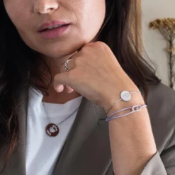 Outlet HappyBulle Bracelet chaine personnalisé médaille gravée argent 2 trous 15 mm Argent rhodié 925