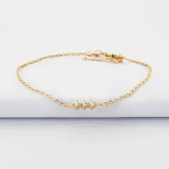 Outlet HappyBulle Bracelet chaine trio scintillant plaqué or Plaqué or 18k