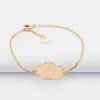 HappyBulle Bracelet chaîne baptême enfant personnalisé médaille gravée plaqué or nuage 2 trous 20x14 mm - Nos petits imparfaits
