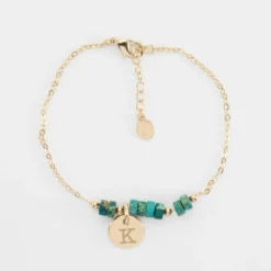 Best HappyBulle Bracelet chaîne barrette de perles personnalisé médaille gravée plaqué or ronde 10 mm