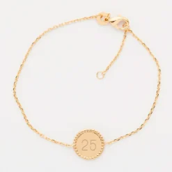 Hot HappyBulle Bracelet chaîne bohème personnalisé médaille gravée plaqué or initiale 11 mm Plaqué or 18k