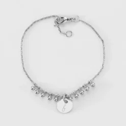 Best HappyBulle Bracelet chaîne boules personnalisé médaille gravée argent 10 mm Argent rhodié 925